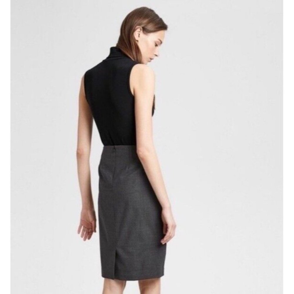 Theory Gray Stretch Wool Spandex Pencil Skirt‎ Size 6 Joanie Style Career EUC - Picture 2 of 16